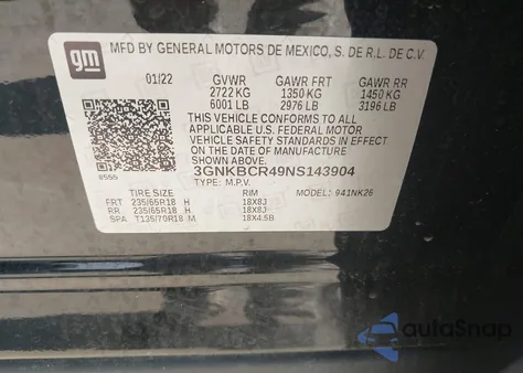 2022 Chevrolet Blazer Fwd 2Lt из США, поврежденный, VIN 3GNKBCR49NS143904